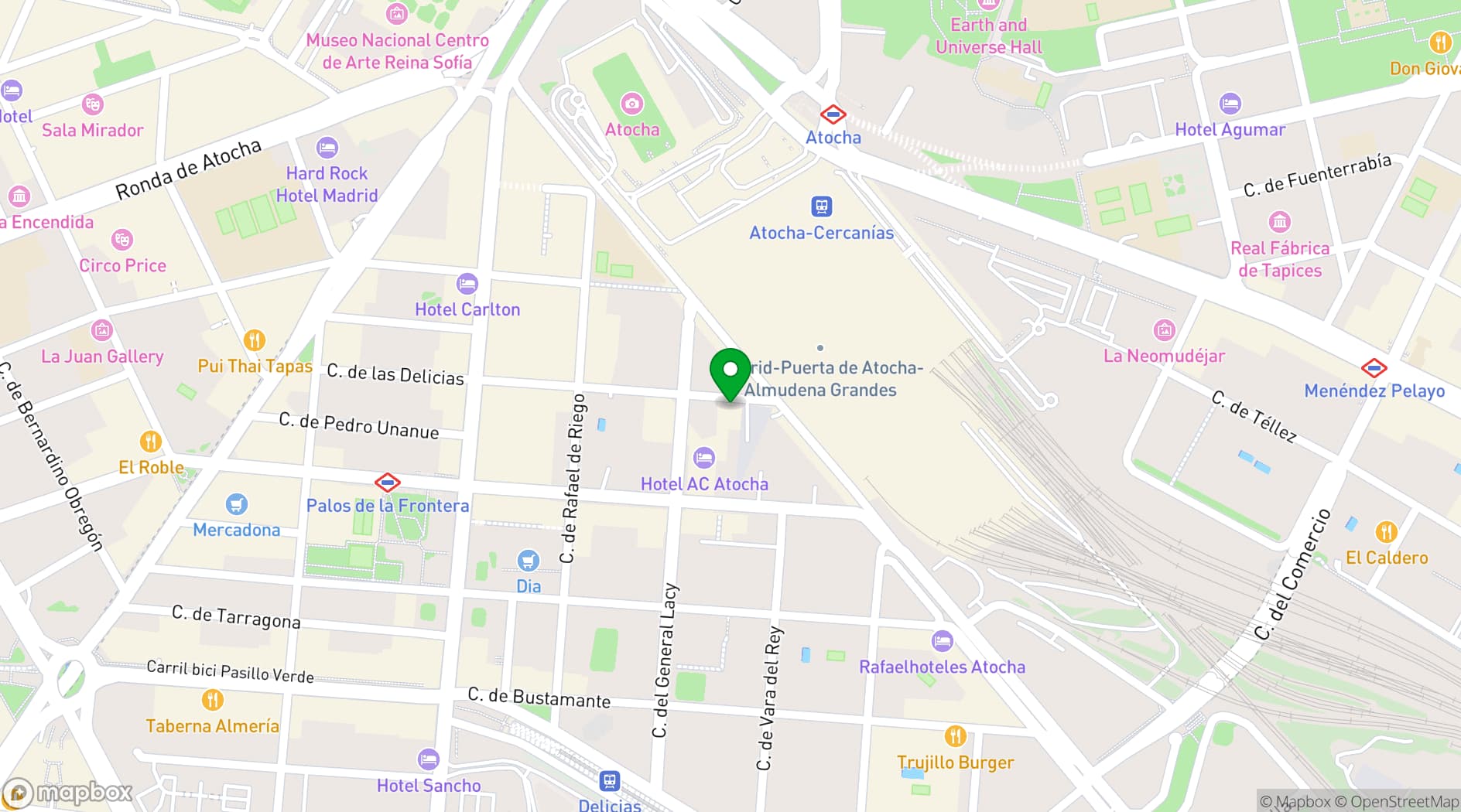 Map showing AC Hotel Atocha