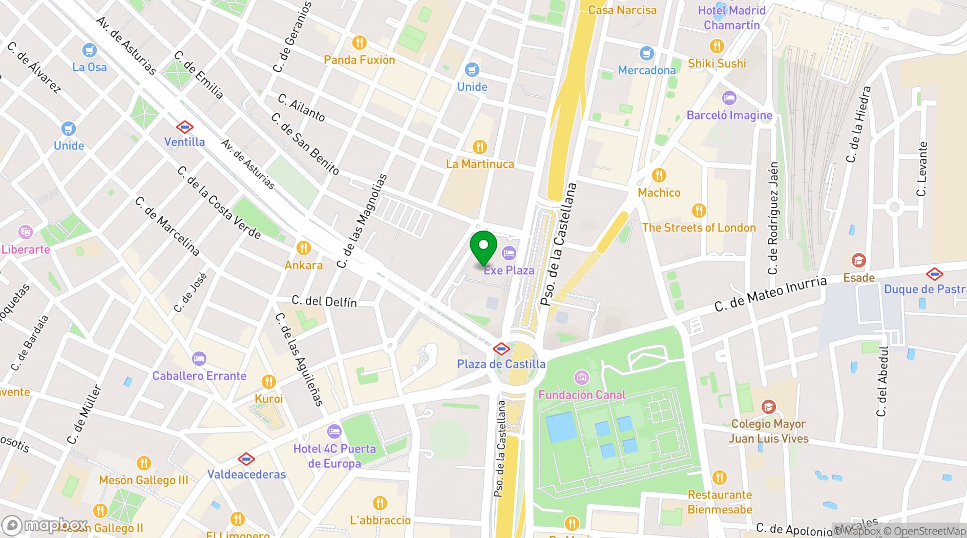Map showing Hotel Exe Plaza Madrid