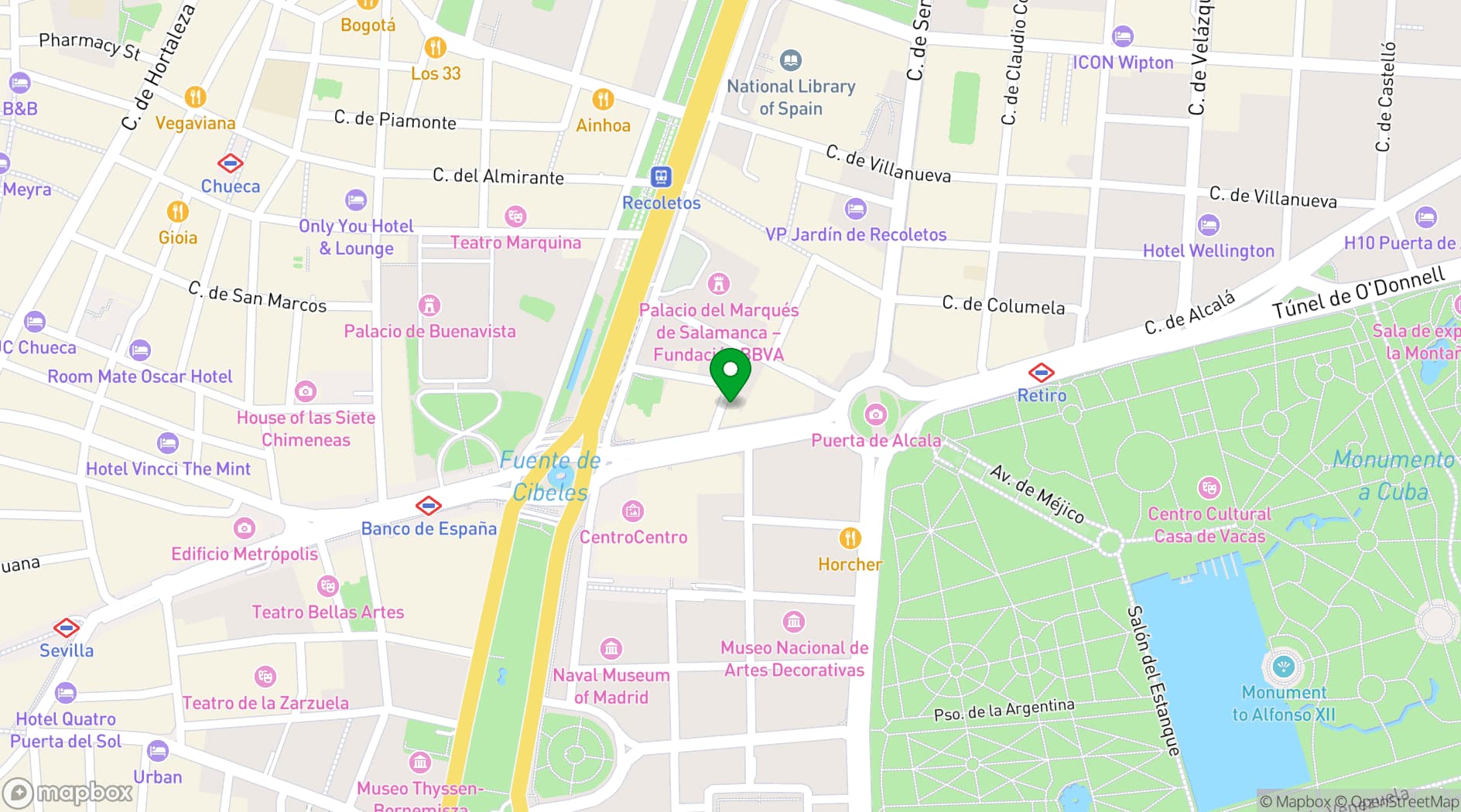 Map showing Cloudworks Meeting Rooms Madrid
