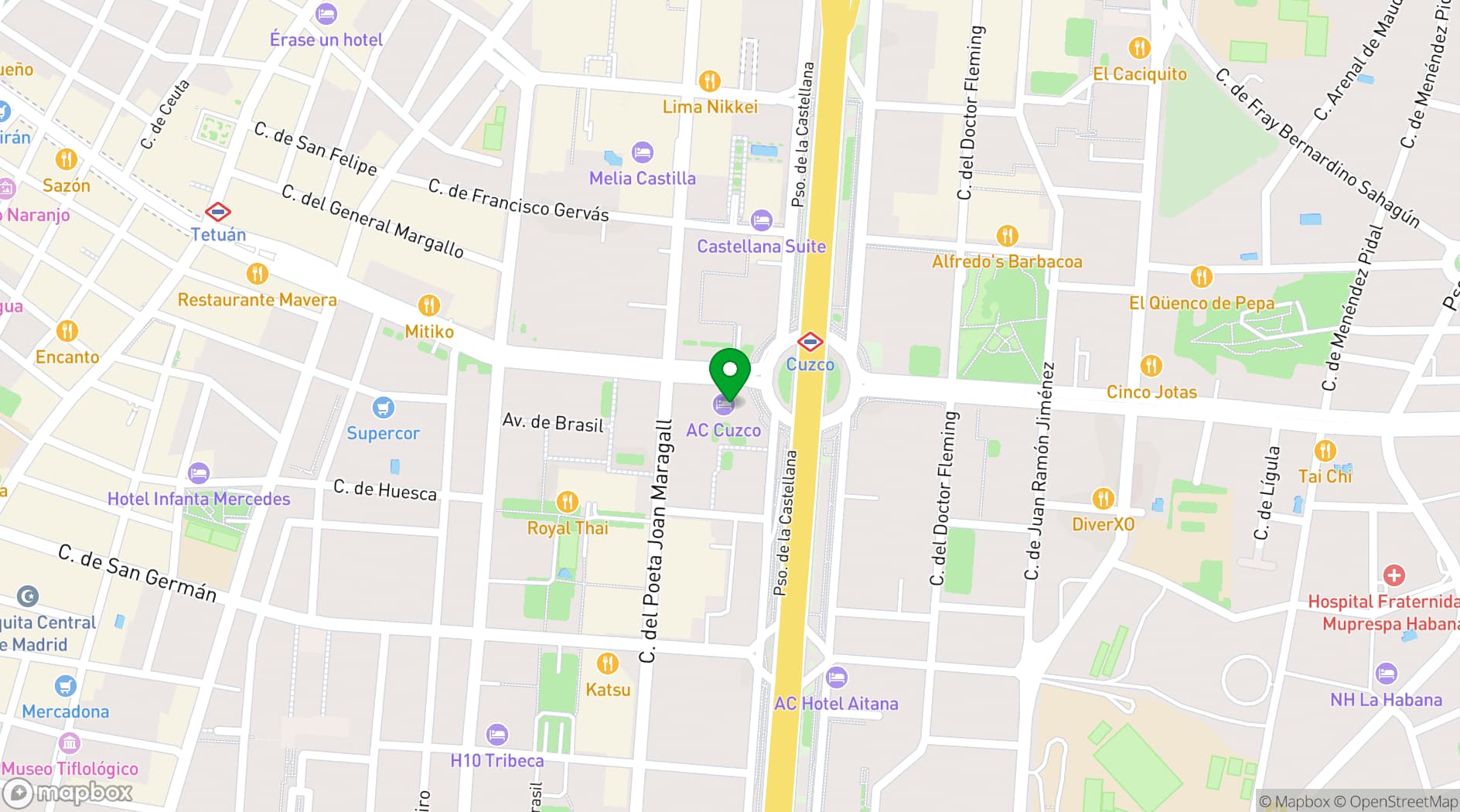 Map showing The Westin Madrid Cuzco