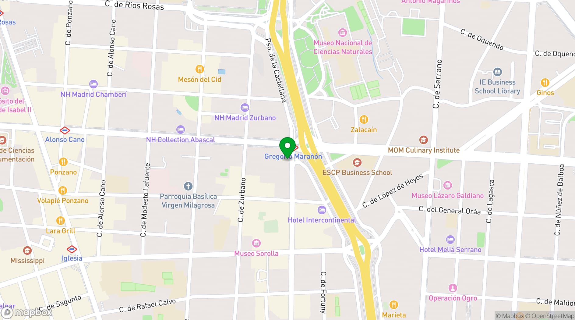 Map showing Hotel Miguel Angel