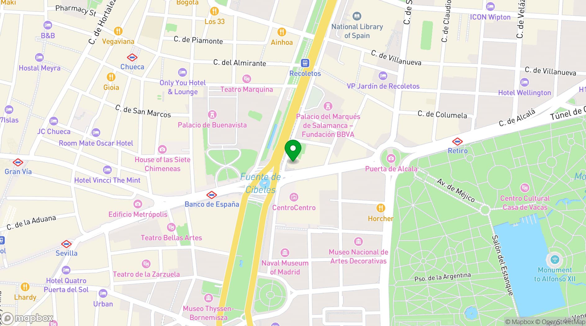 Map showing Casa de América