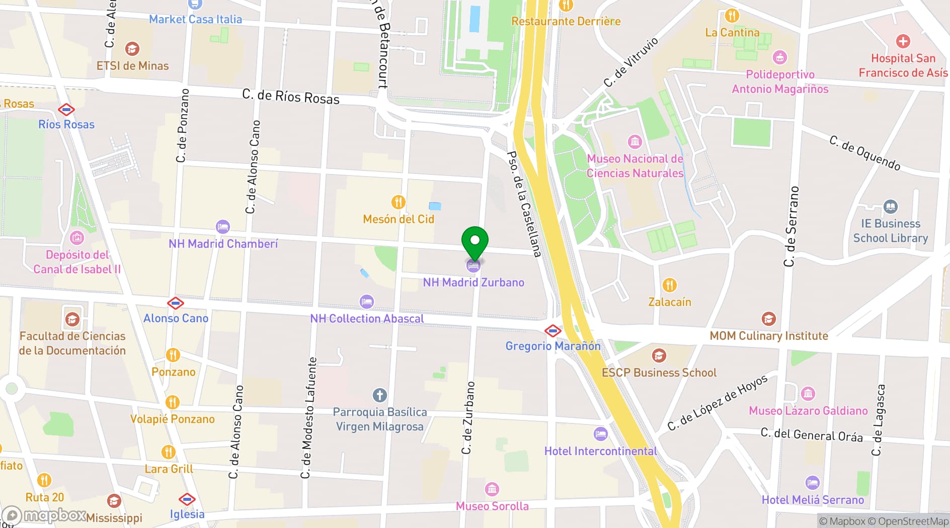 Map showing NH Madrid Chamberí