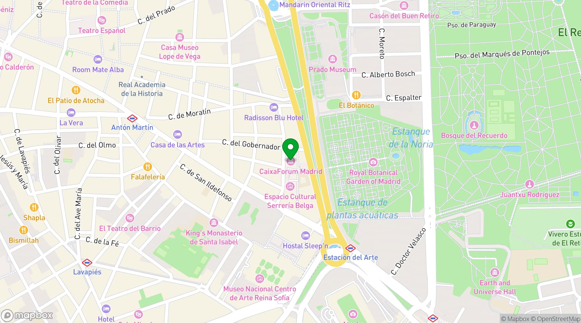 Map showing CaixaForum Madrid