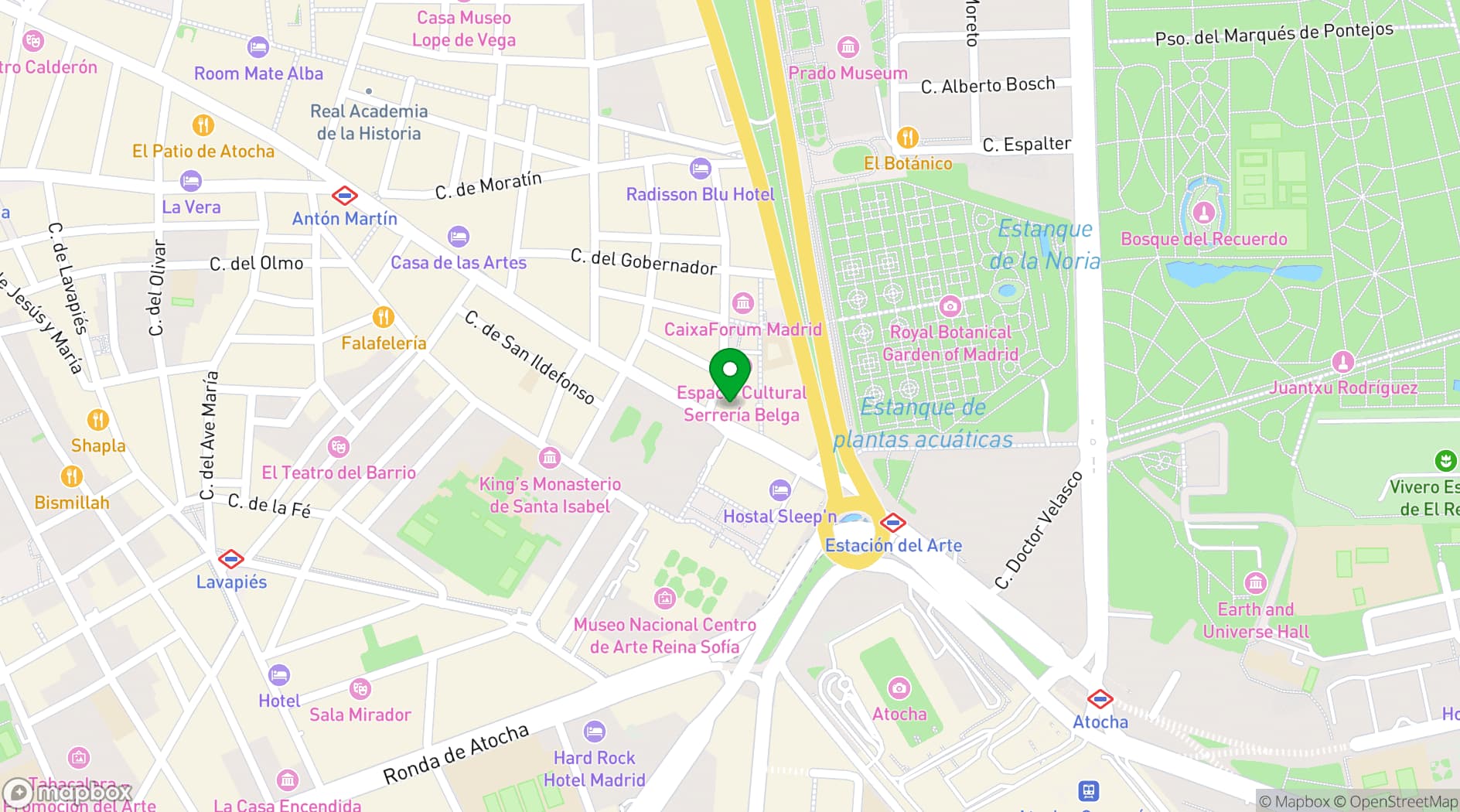 Map showing Radisson RED Madrid