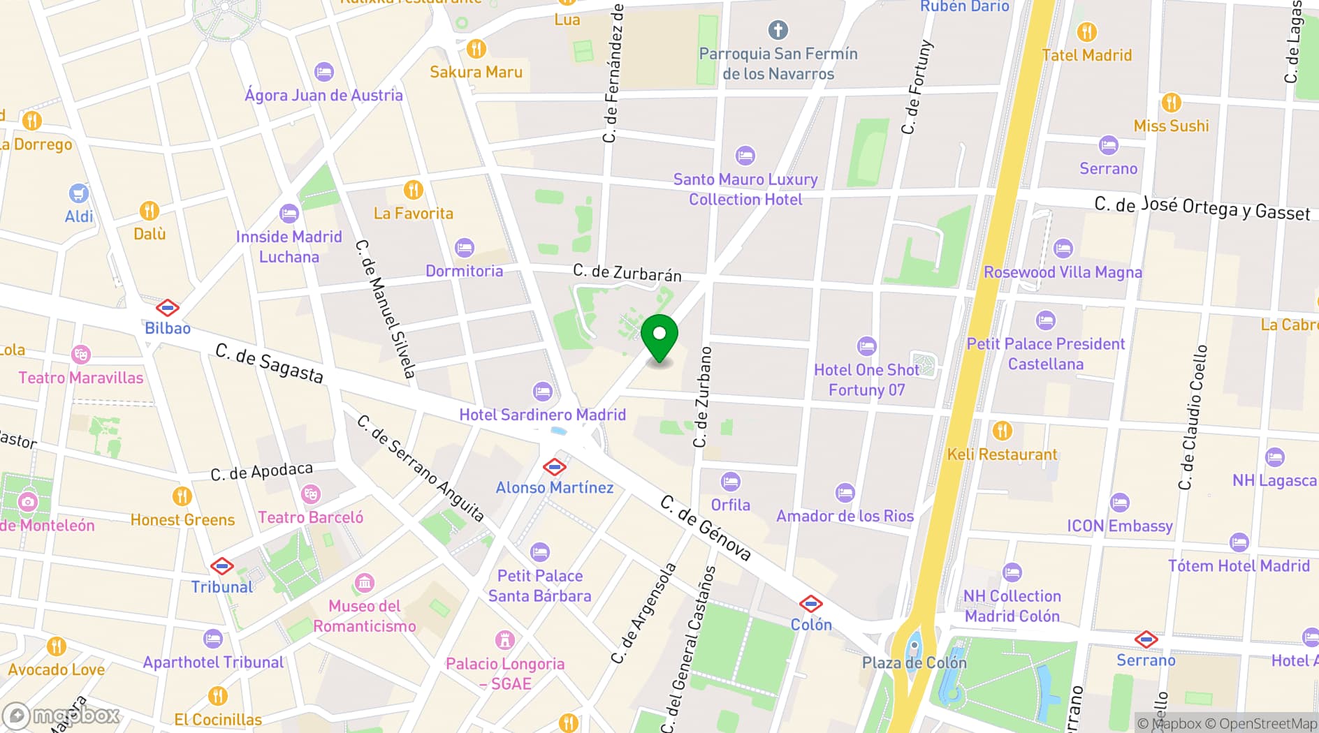 Map showing Boutique Urban Madrid Génova