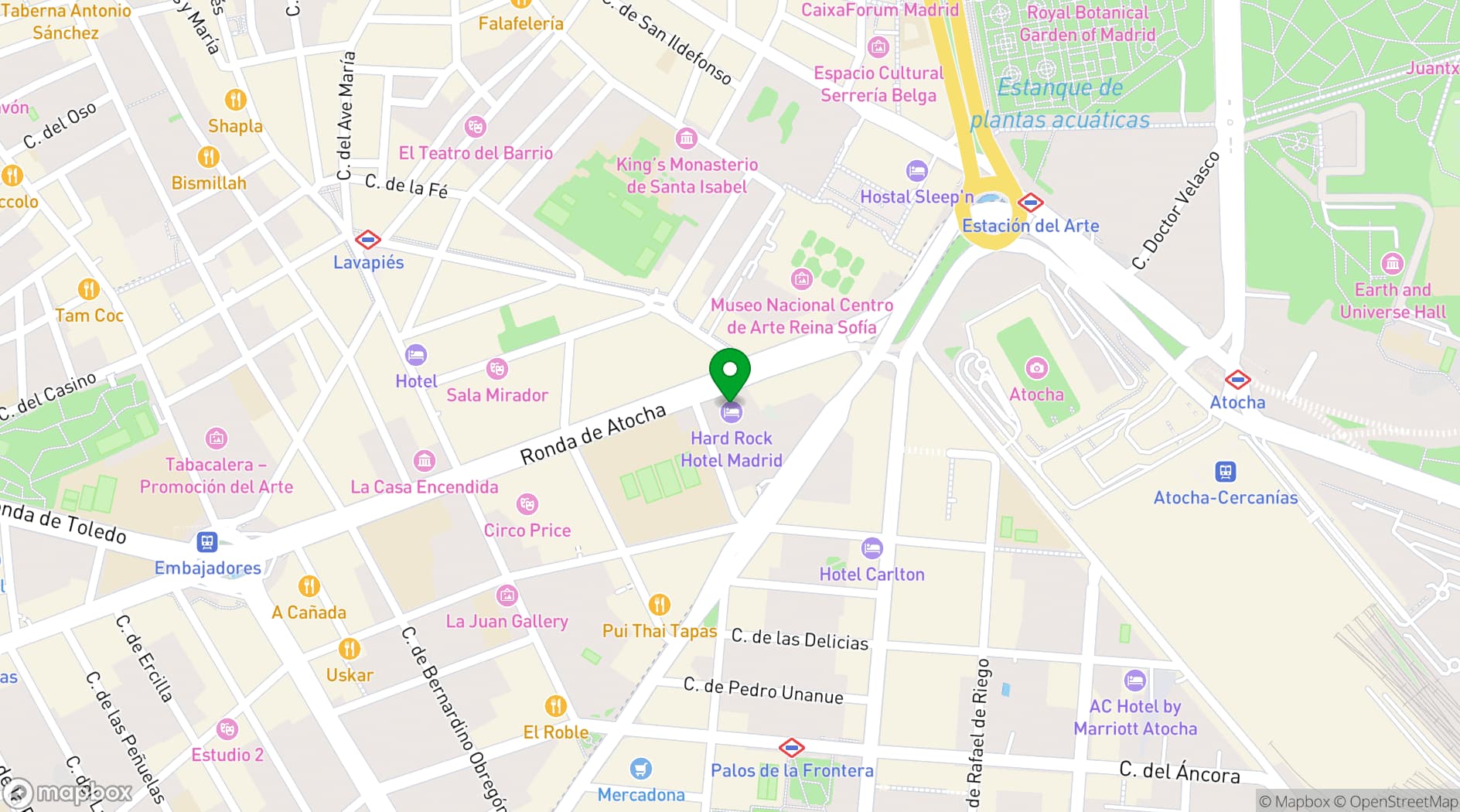 Map showing Hard Rock Hotel Madrid