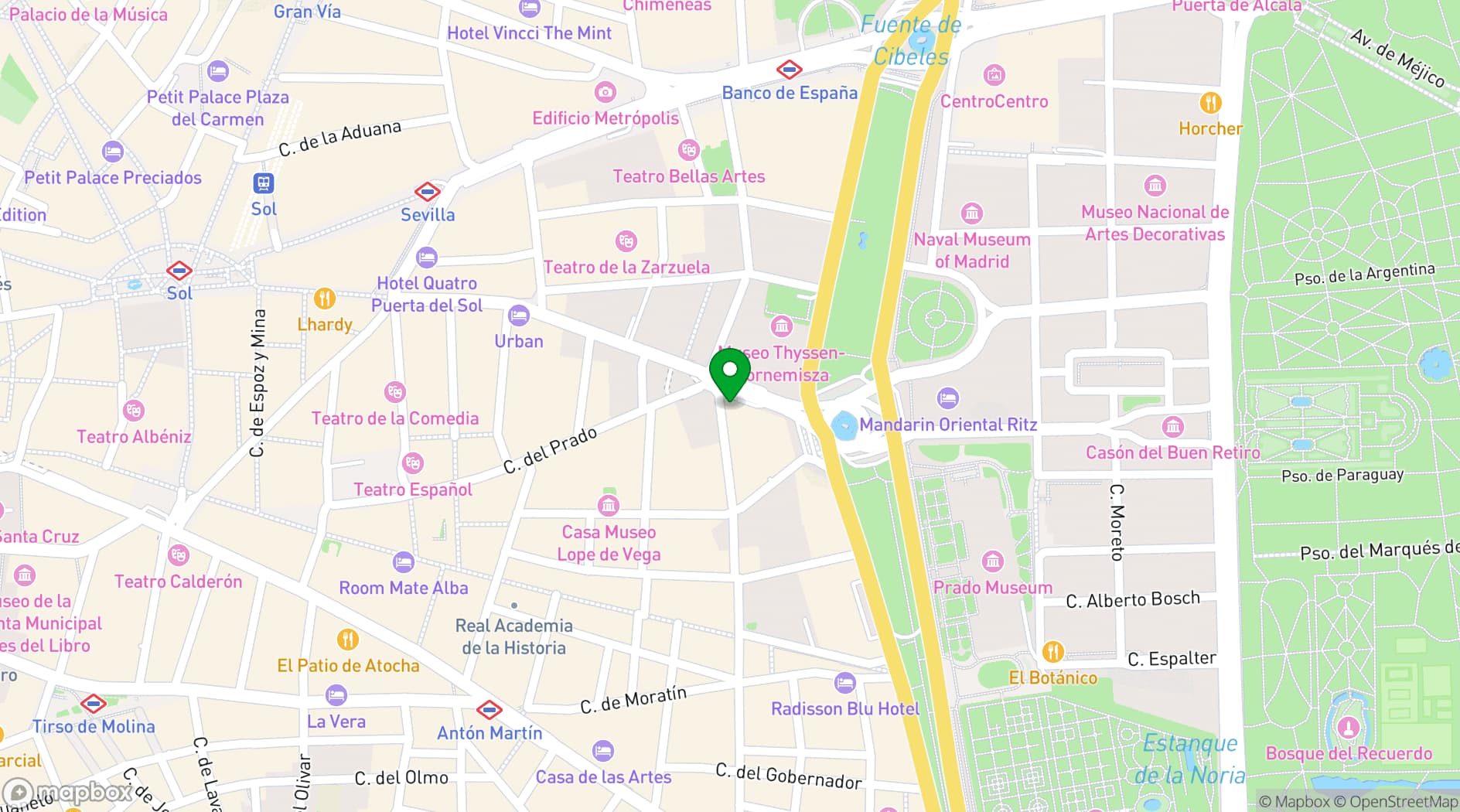 Map showing The Palace, a Luxury Collection Hotel