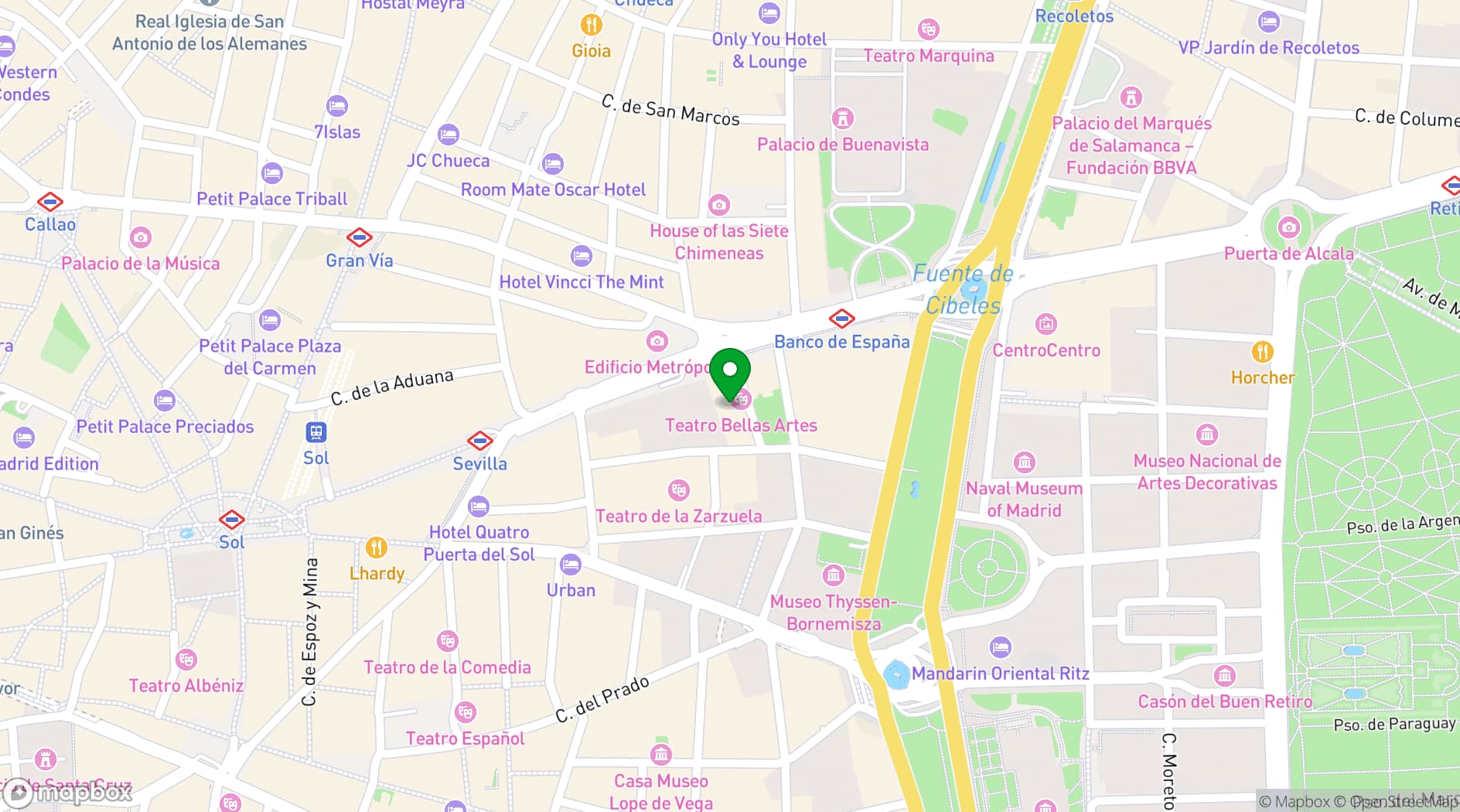 Map showing Circle of Fine Arts Madrid