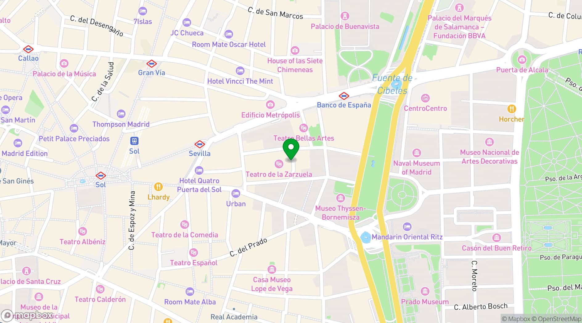 Map showing Teatro de la Zarzuela