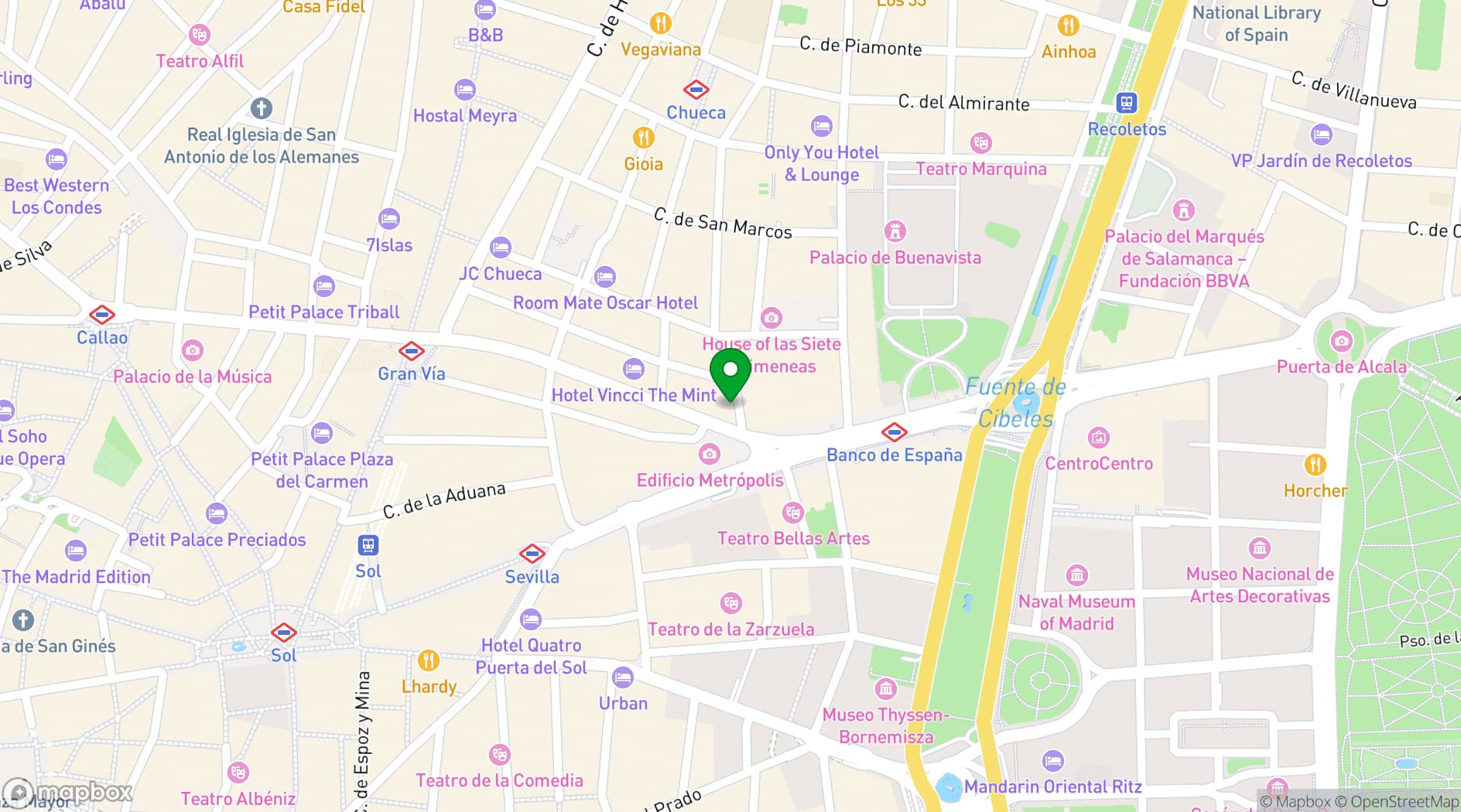 Map showing The Principal Madrid