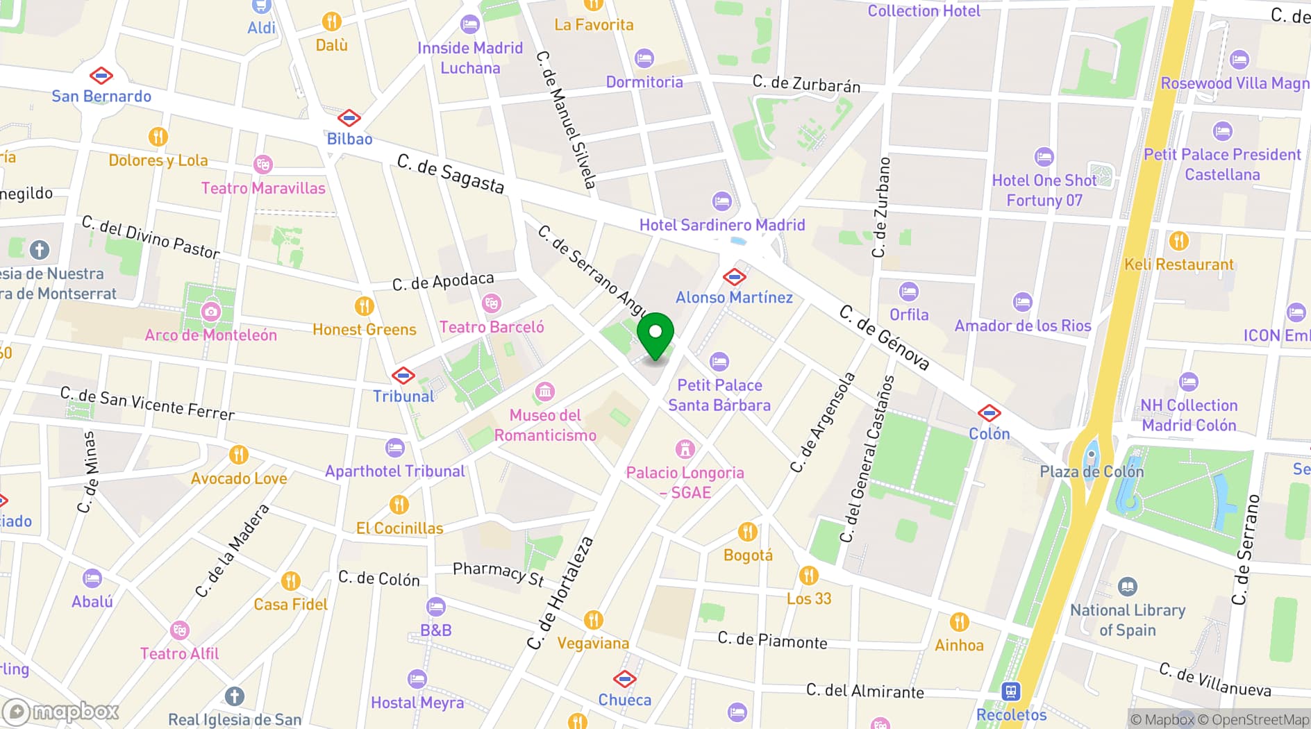 Map showing Palacio Santa Bárbara