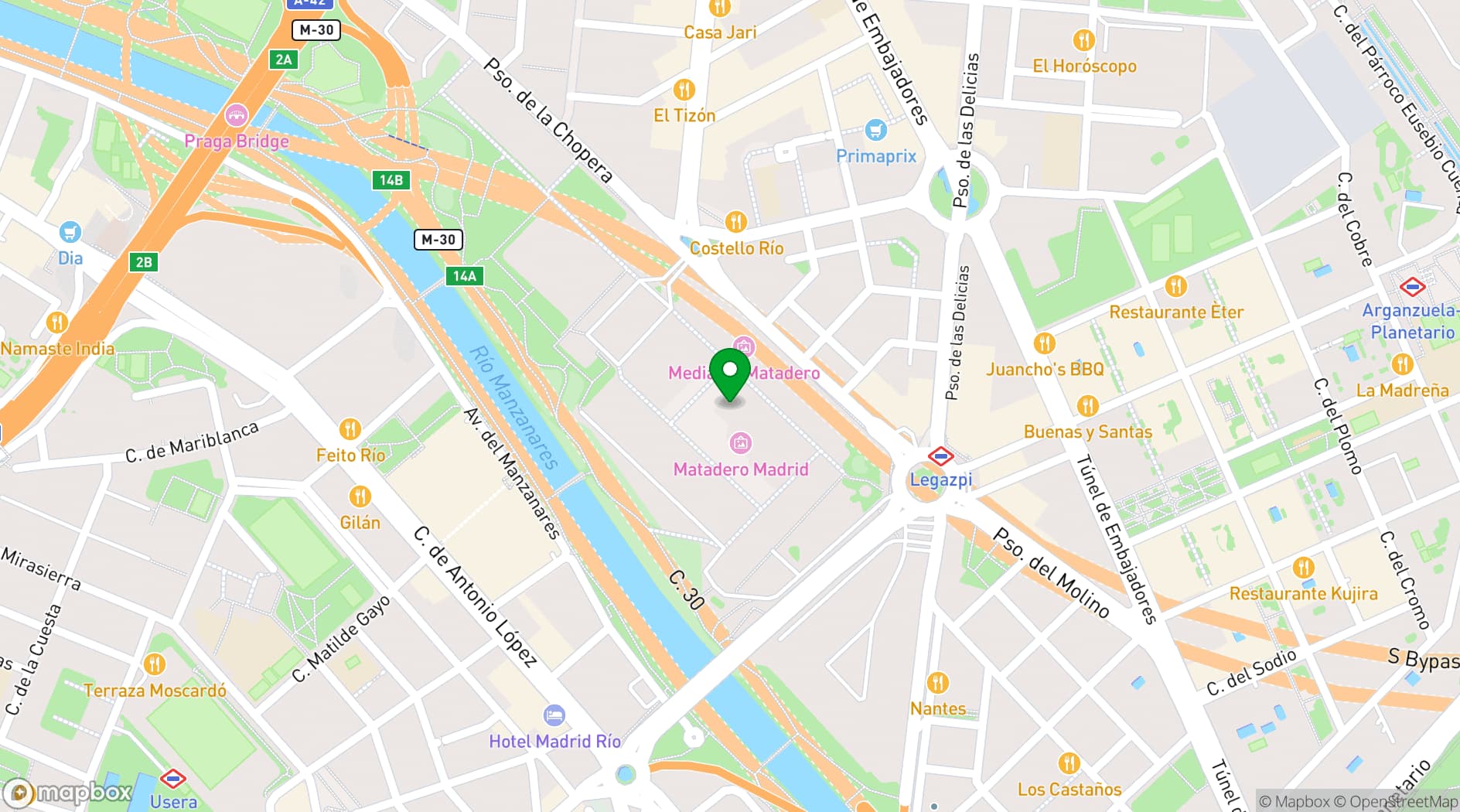Map showing Matadero Madrid