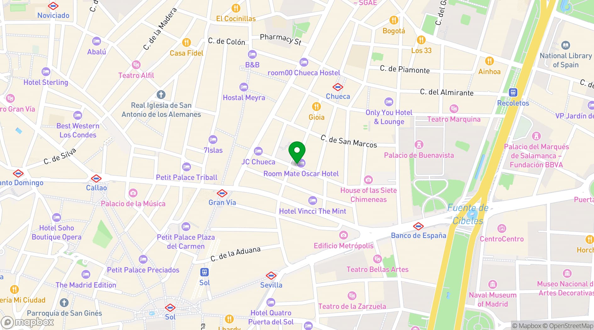 Map showing Room Mate Óscar
