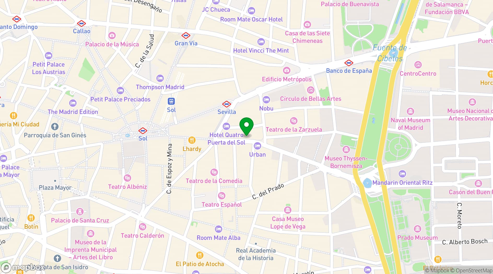 Map showing Spaces Las Cortes
