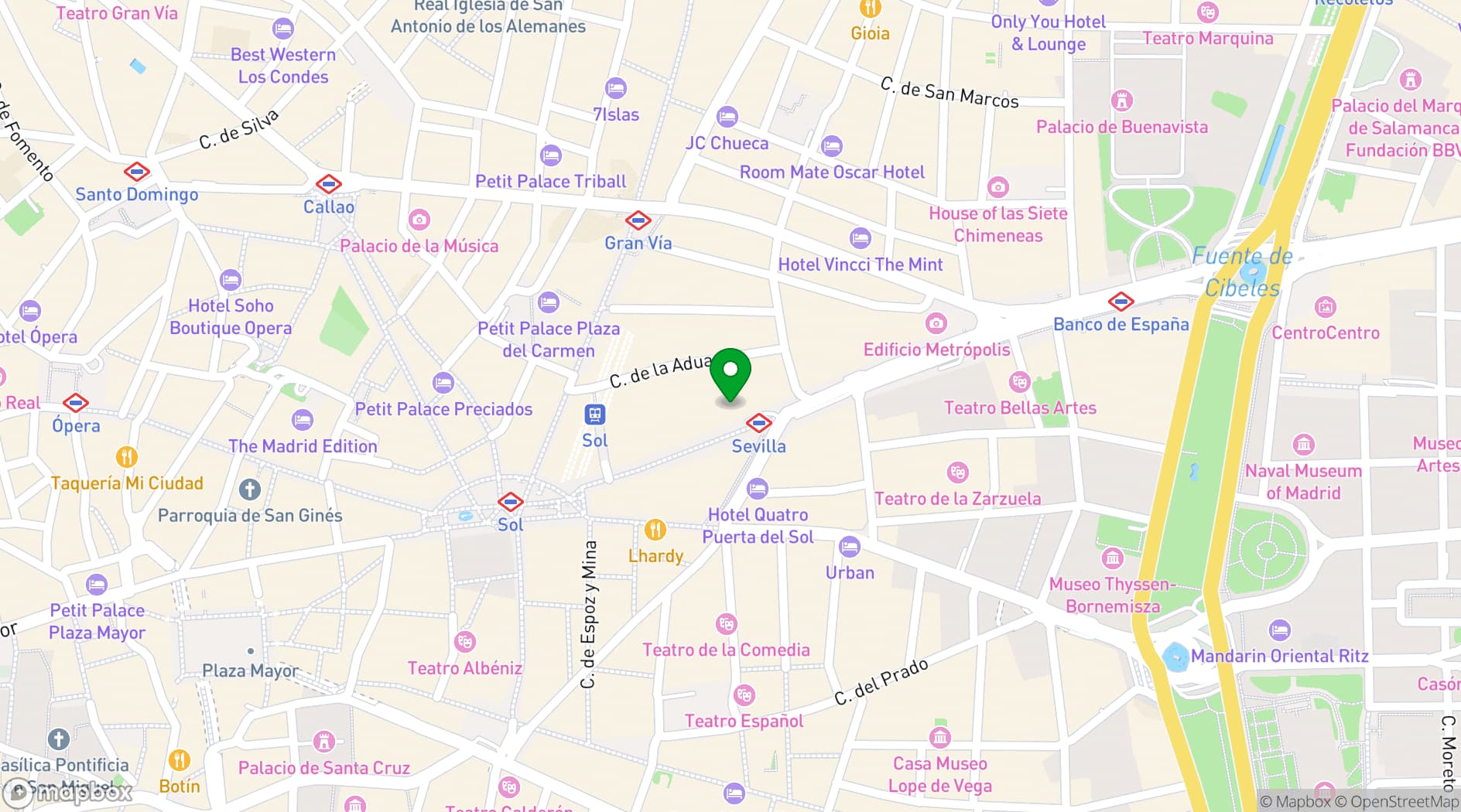 Map showing Casino de Madrid