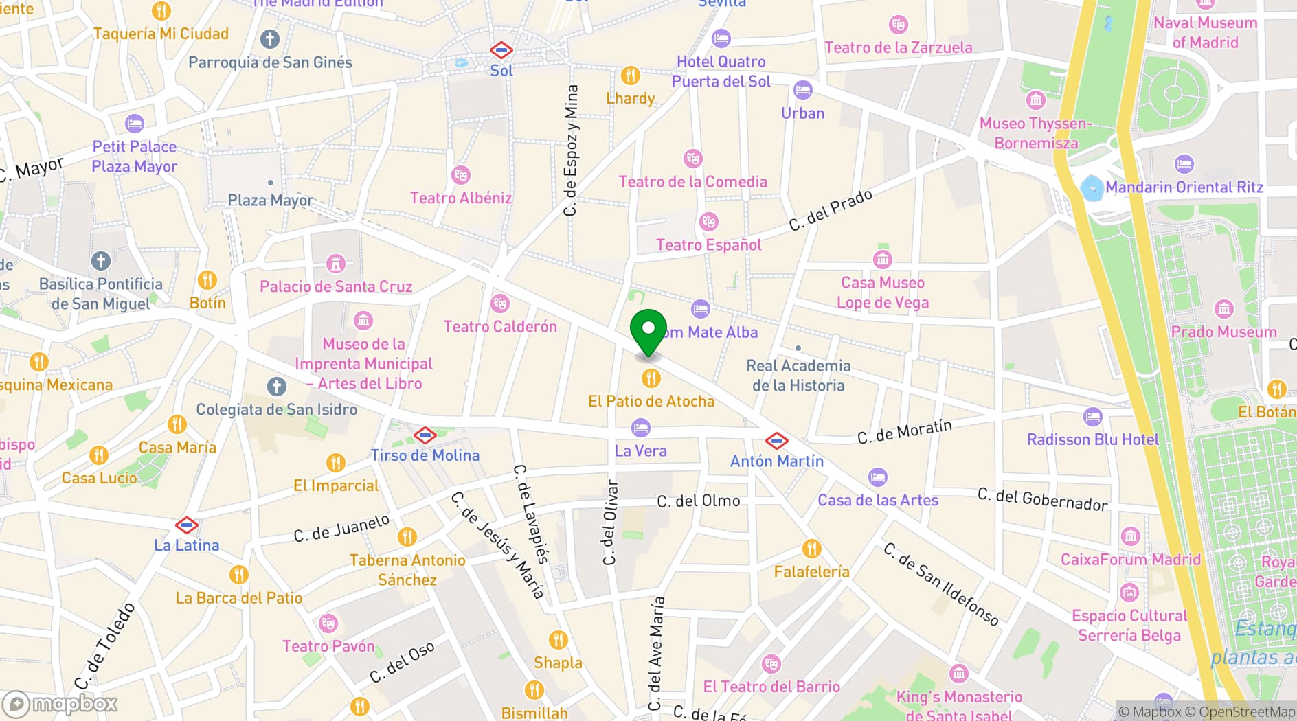 Map showing CoolRooms Palacio de Atocha