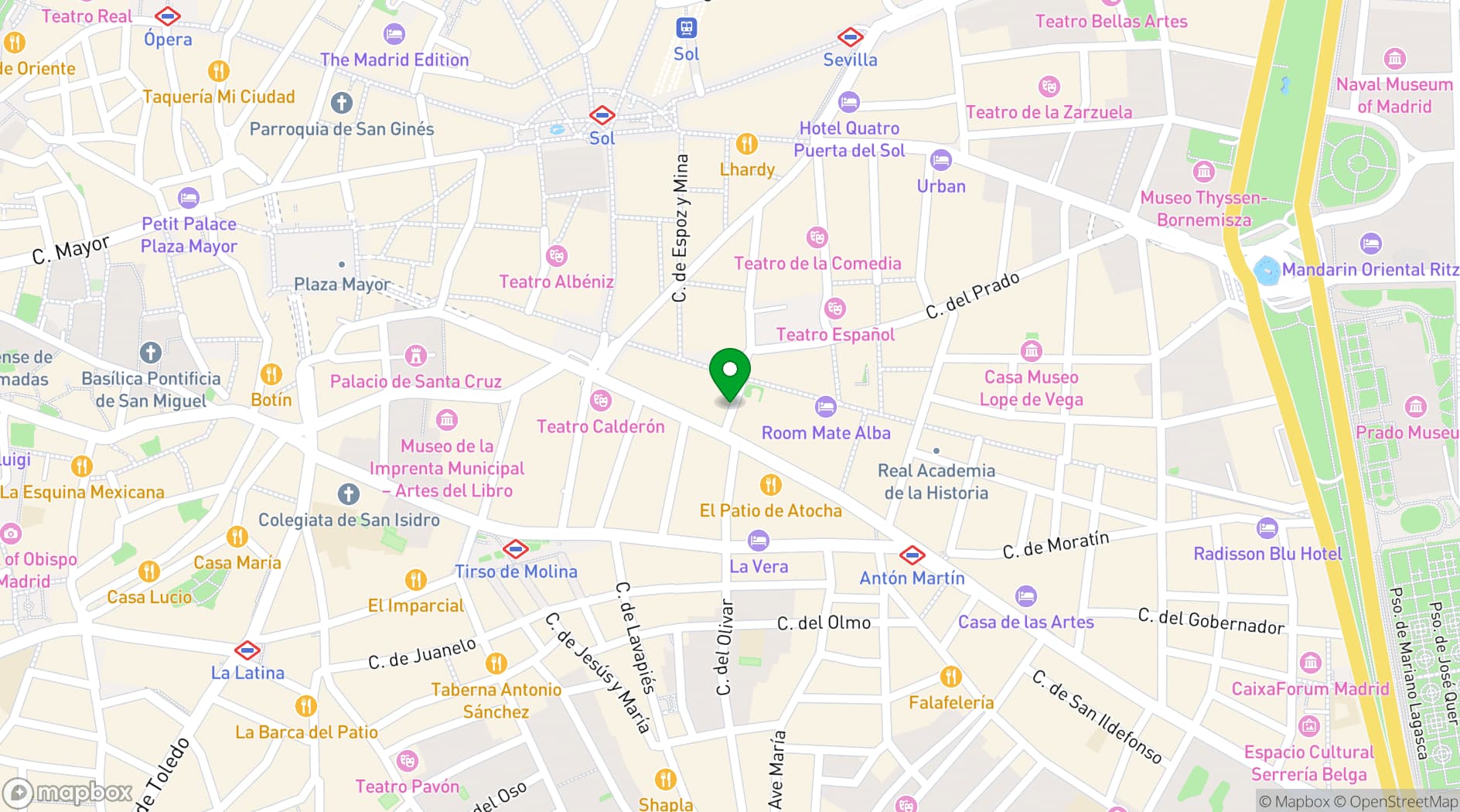 Map showing NH Collection Madrid Palacio de Tepa
