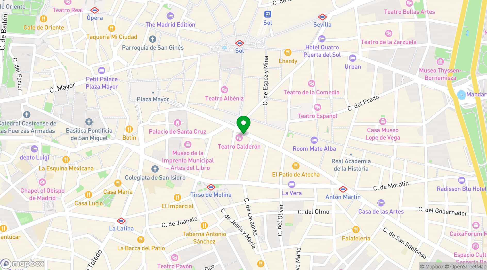 Map showing Lírico Rooftop Calderón