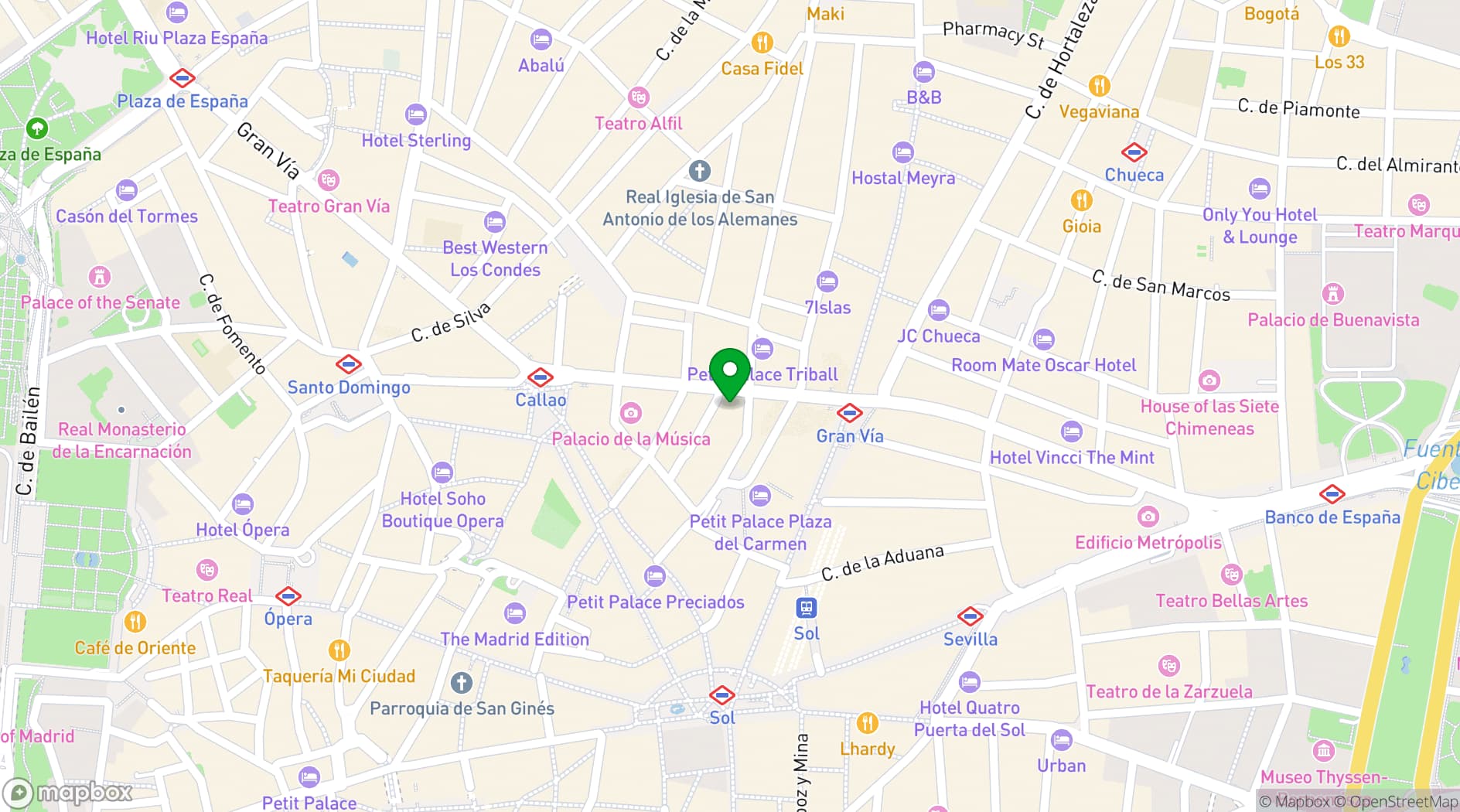 Map showing Pestana CR7 Gran Via