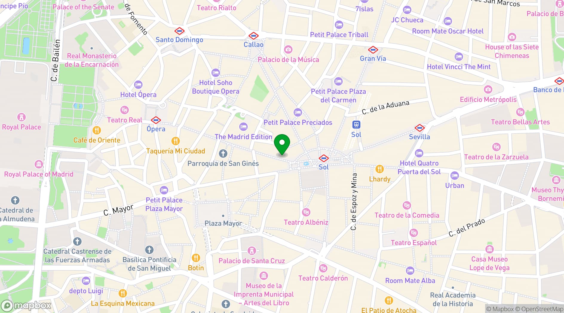 Map showing Hotel Moderno Madrid