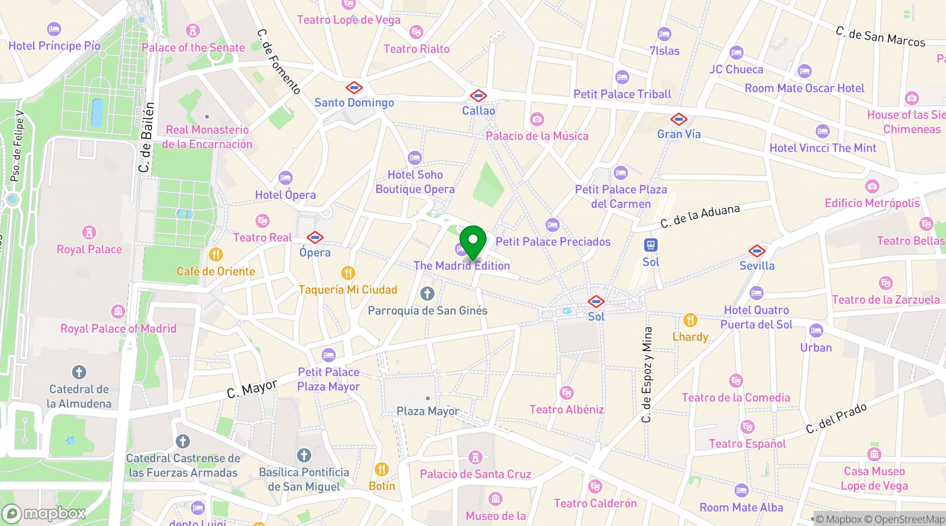 Map showing The Madrid EDITION