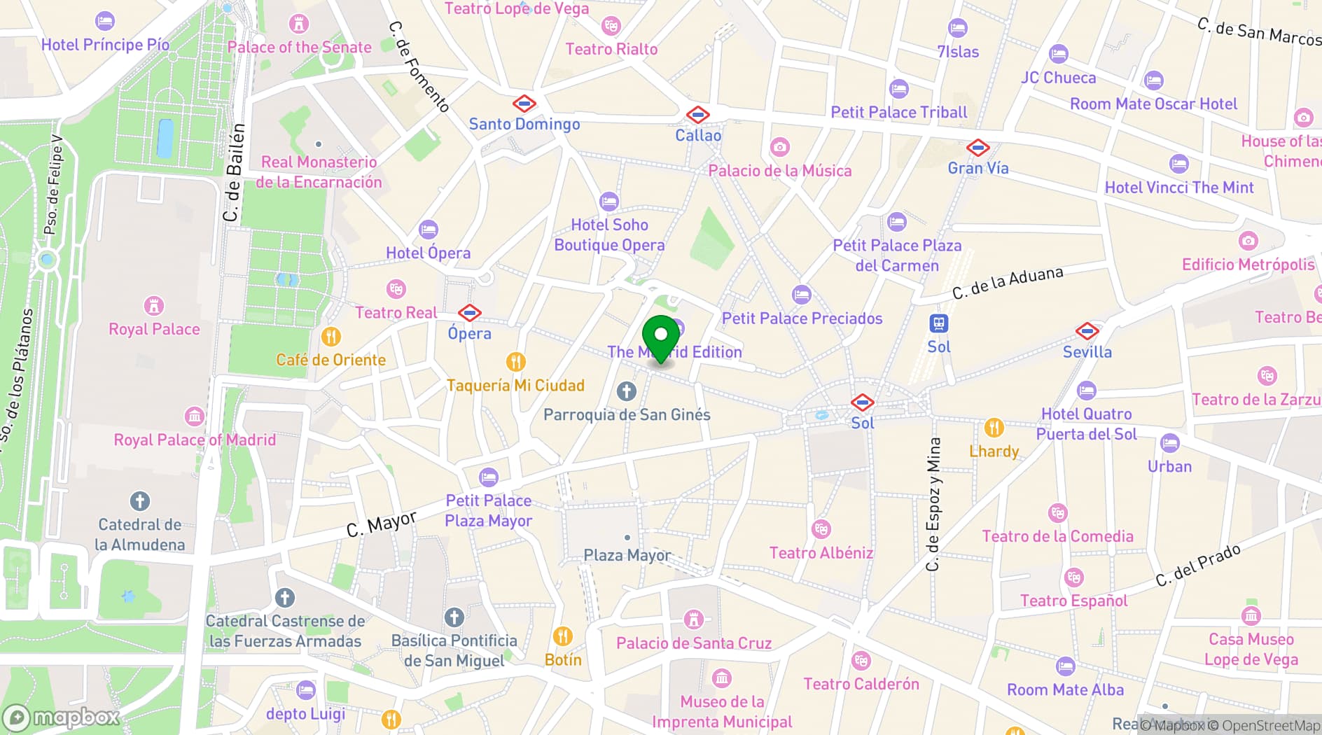 Map showing Petit Palace Puerta del Sol