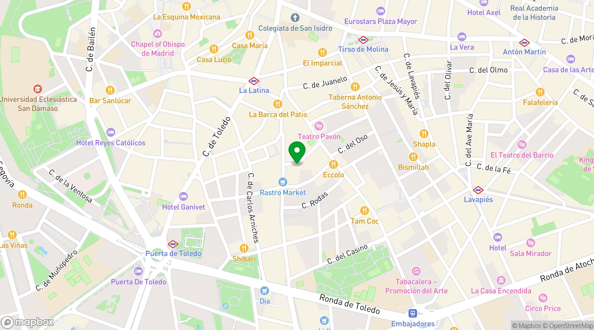 Map showing Espacio Rastro Madrid