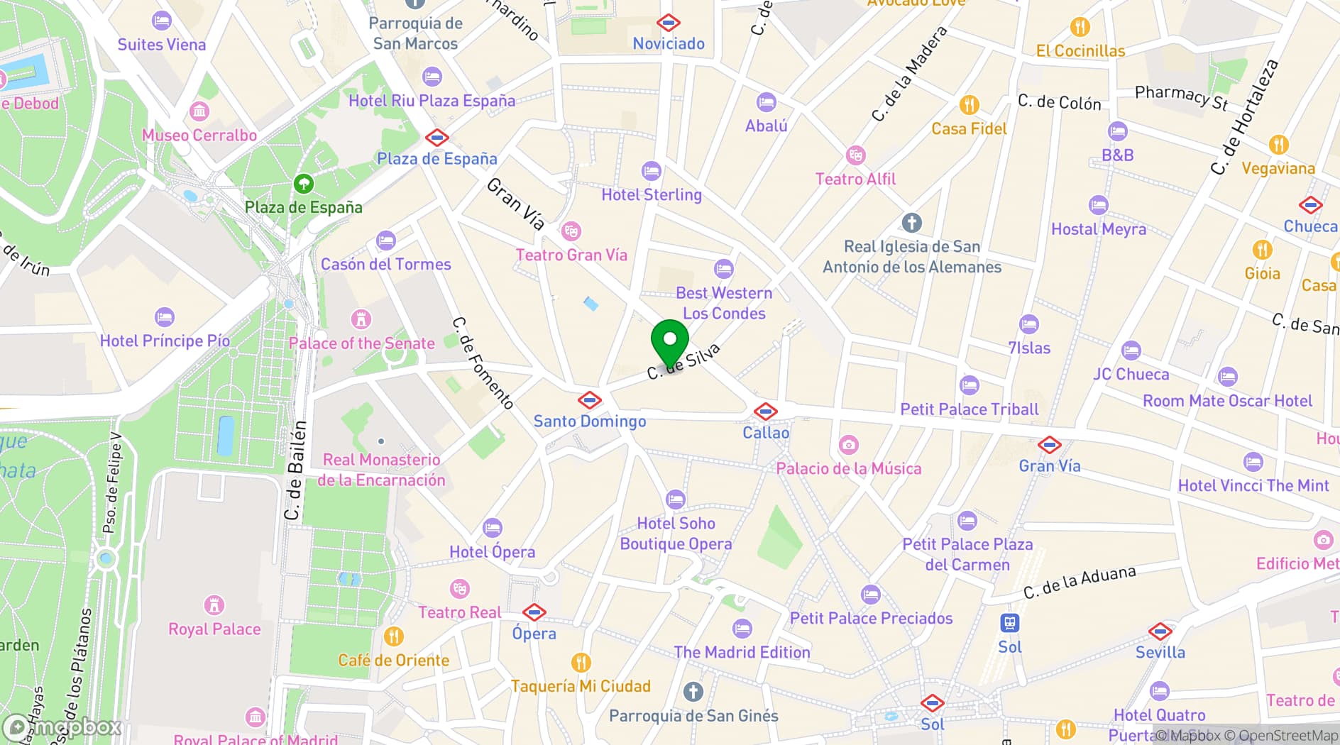 Map showing Hotel Indigo Madrid Gran Vía