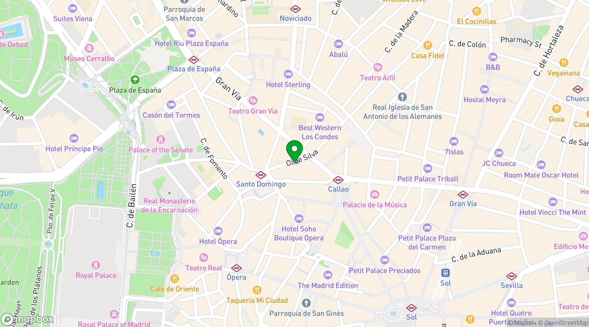 Map showing The Terrace of the Hotel Indigo