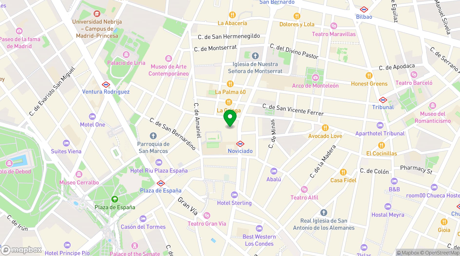 Map showing Universidad Complutense de Madrid
