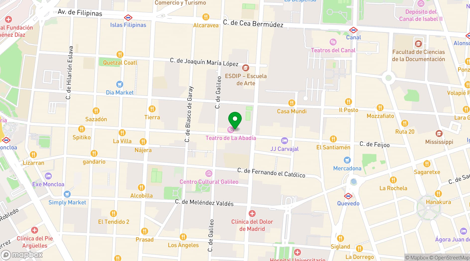 Map showing Teatro de la Abadía