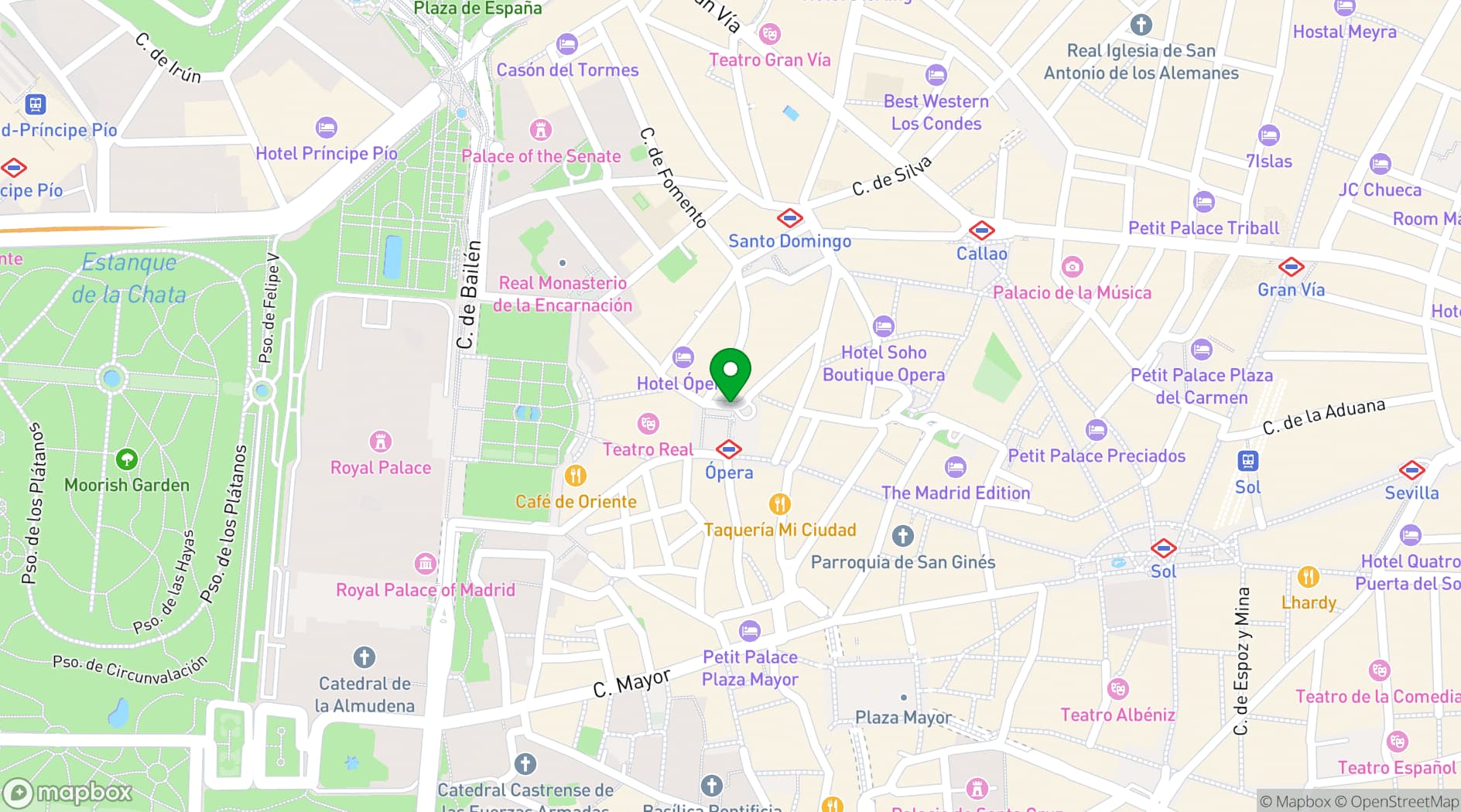 Map showing Teatro Real