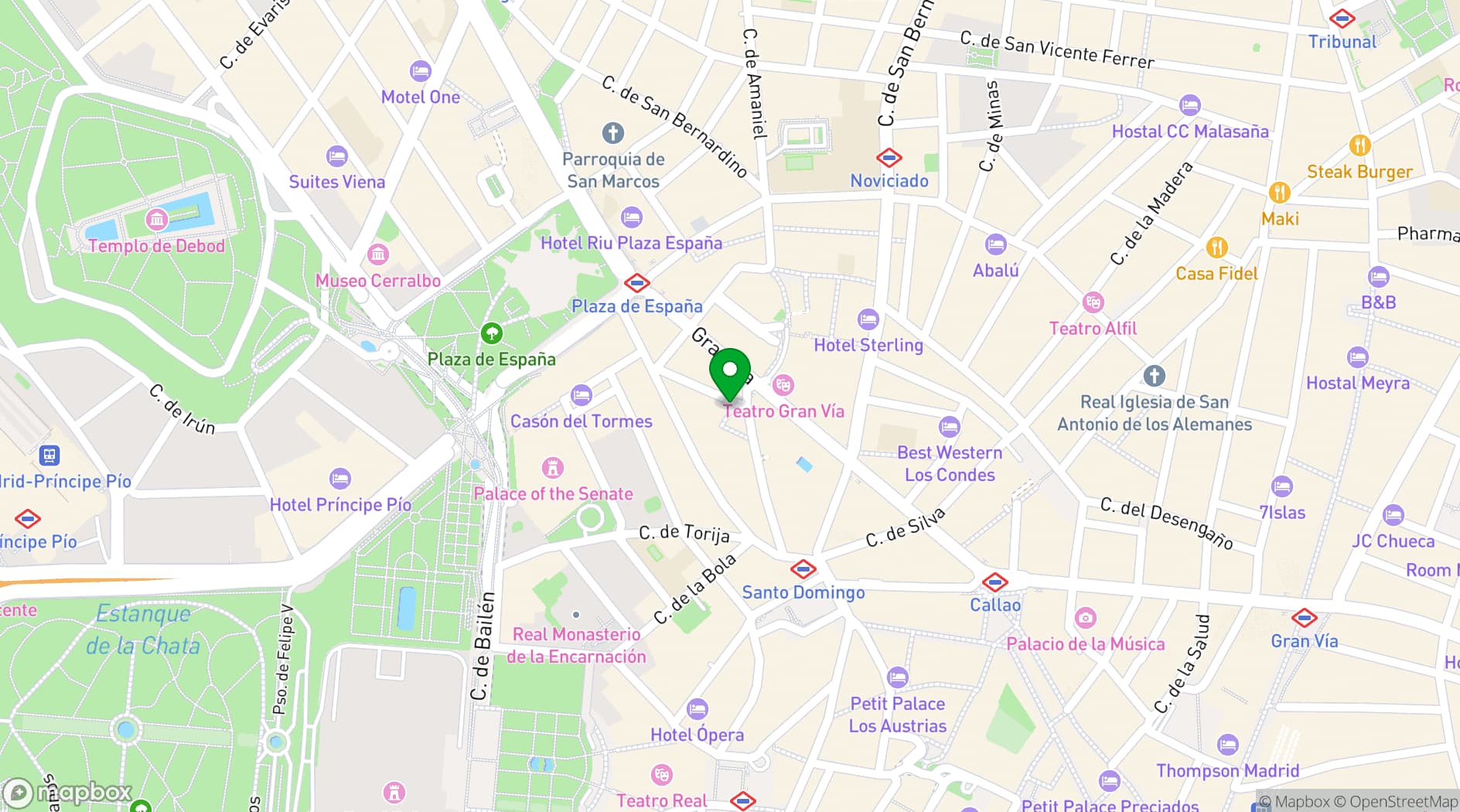 Map showing Hotel Mayorazgo