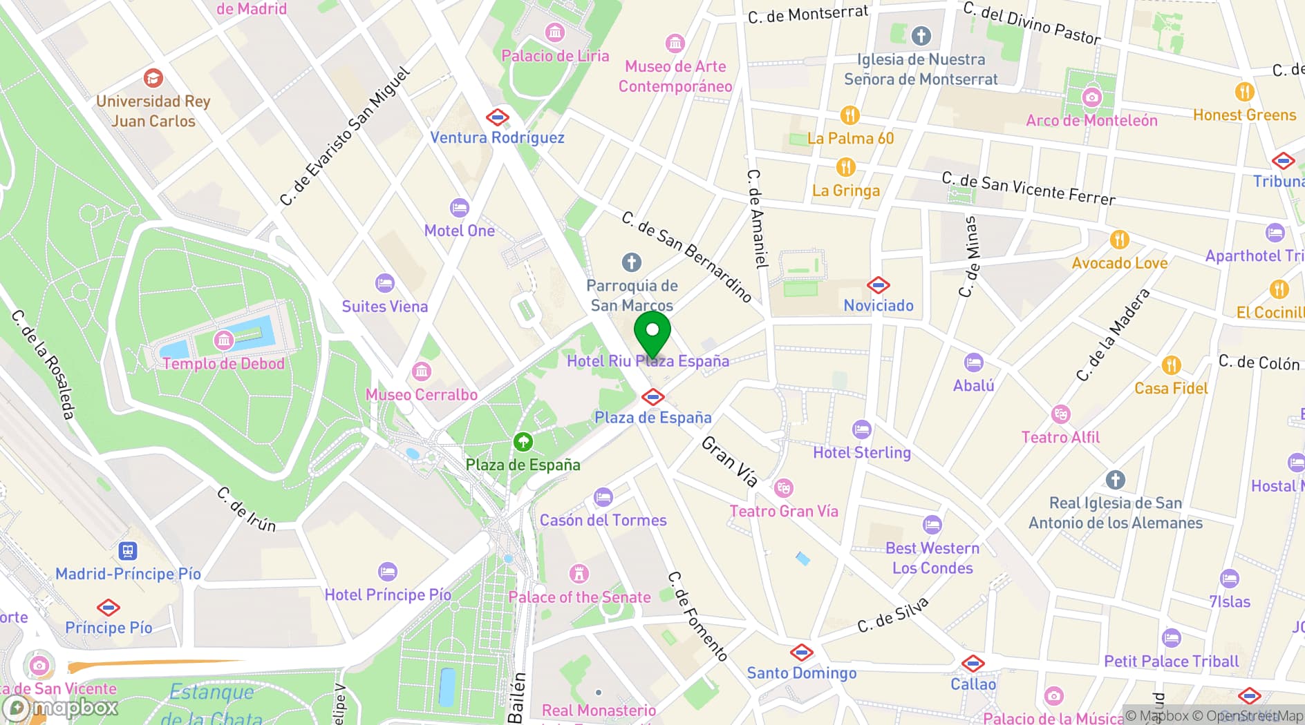 Map showing RIU Plaza España Hotel
