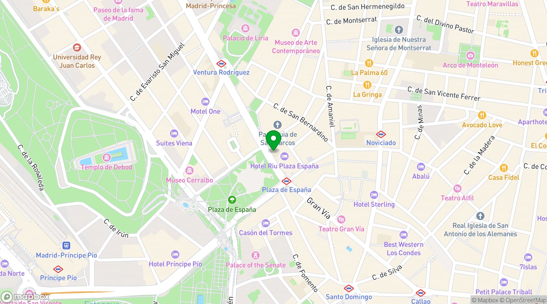 Map showing Hotel Riu Plaza España