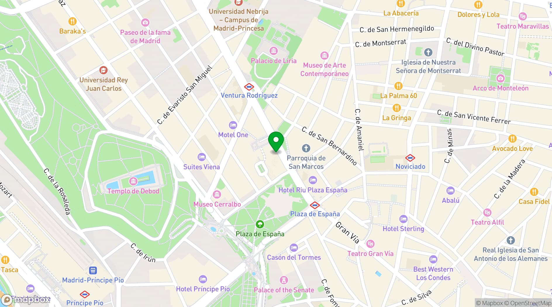 Map showing Teatro Fernán Gómez