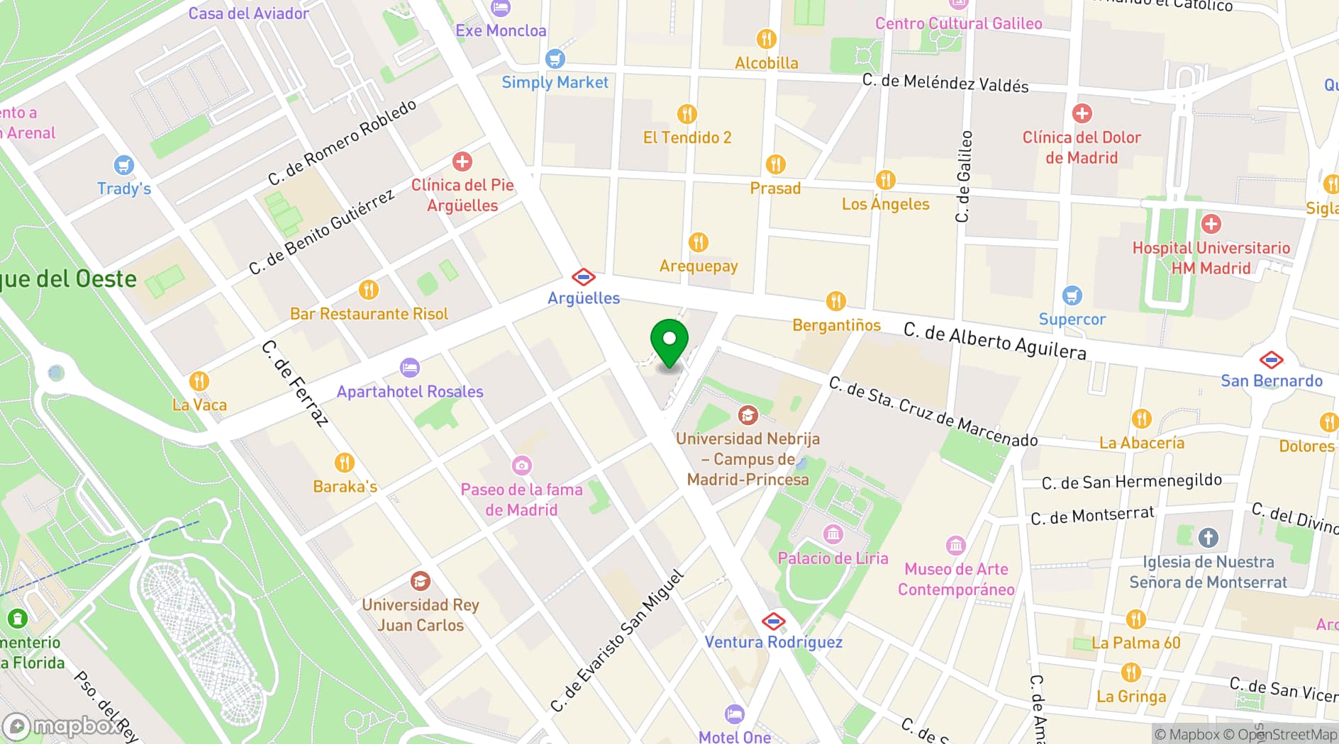 Map showing Hotel Princesa Plaza Madrid