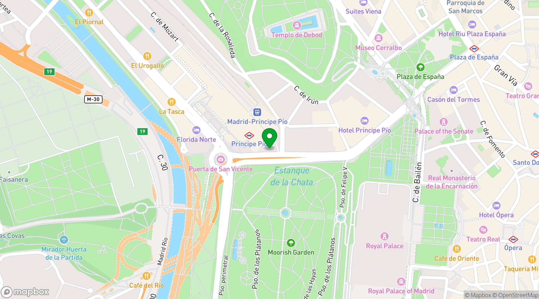 Map showing Teatro Principe Pio