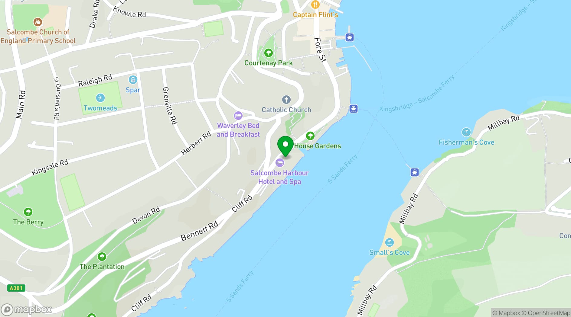Map showing Harbour Hotel & Spa Salcombe