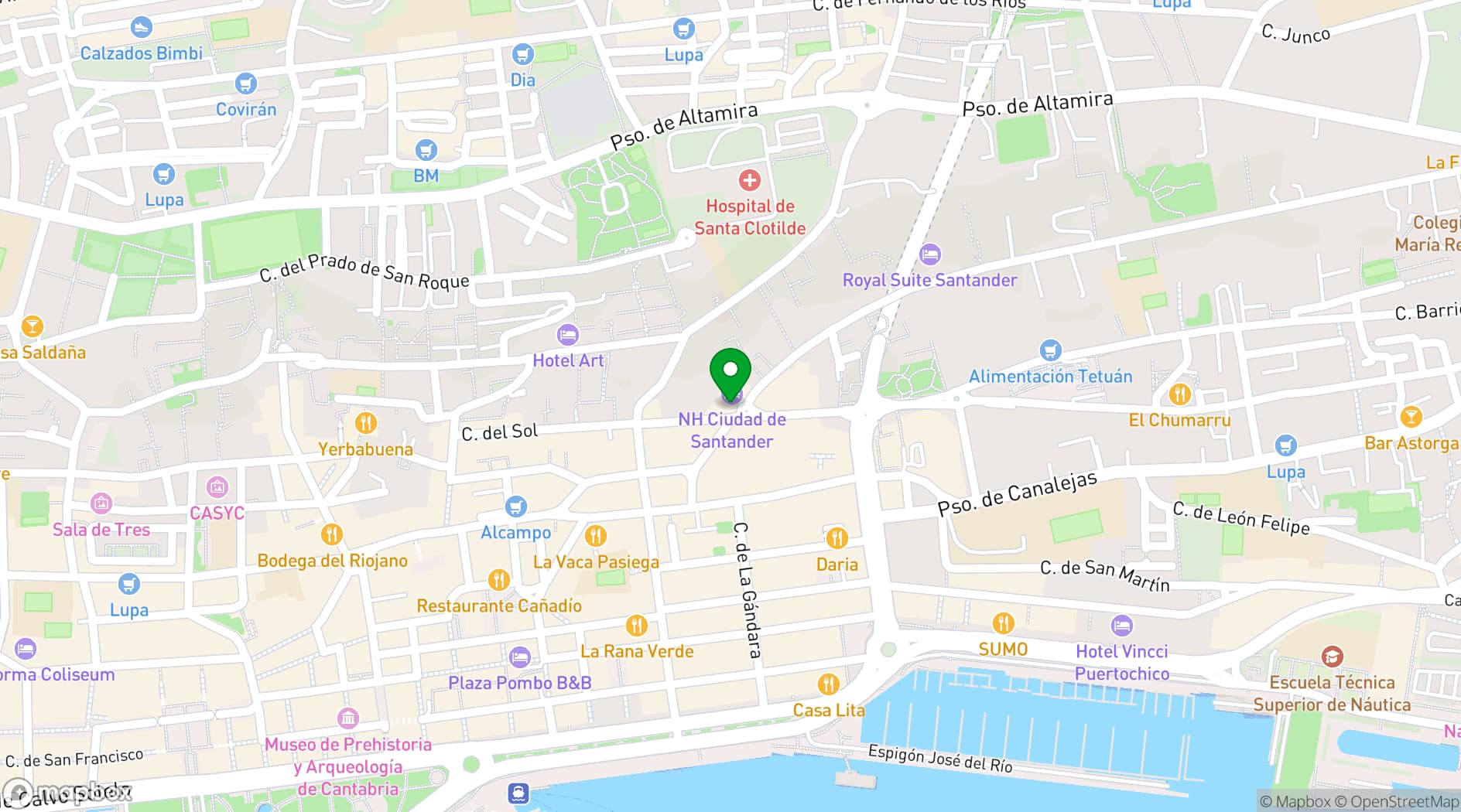 Map showing NH Ciudad de Santander