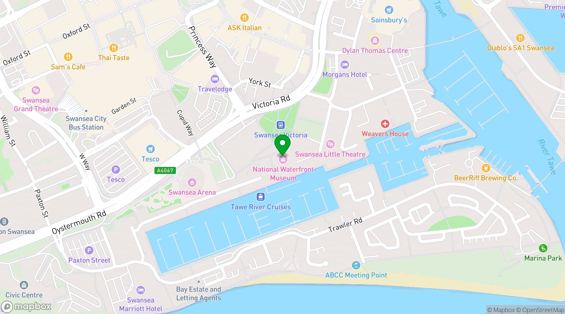 Map showing National Waterfront Museum