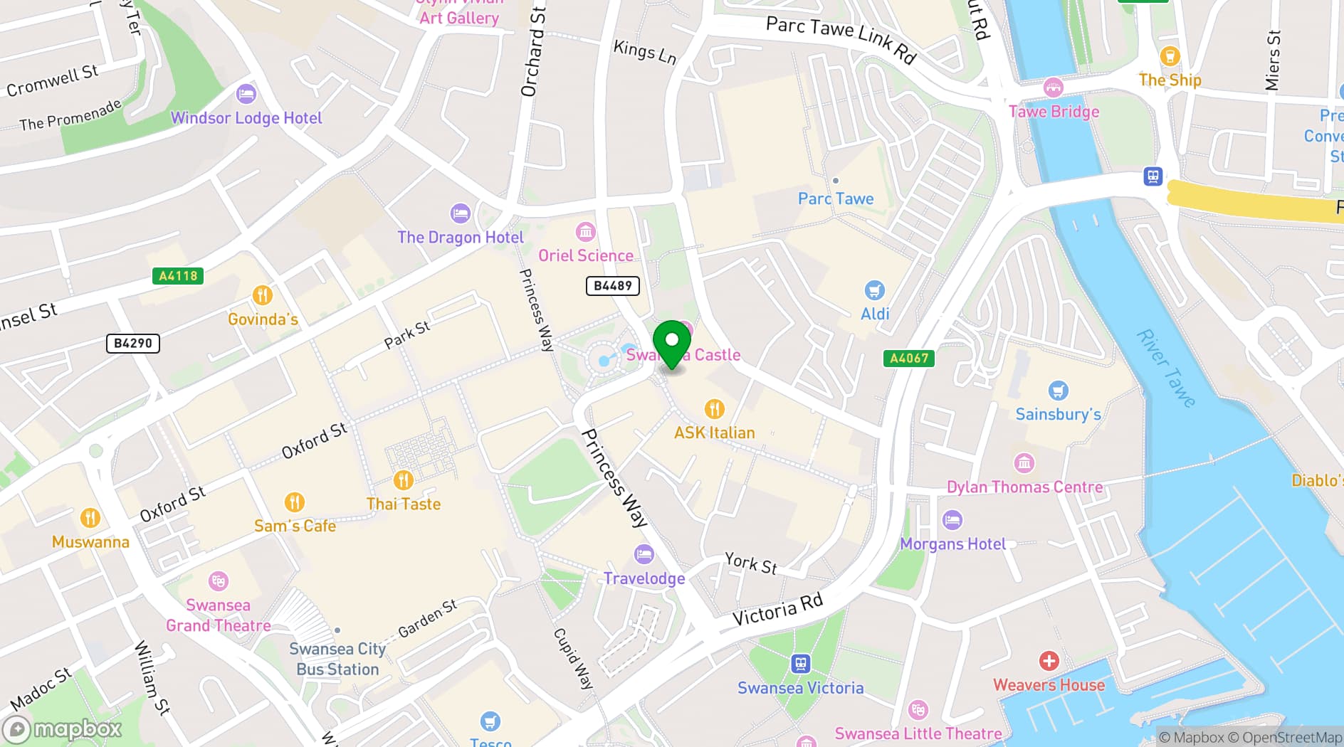 Map showing Las Iguanas Swansea