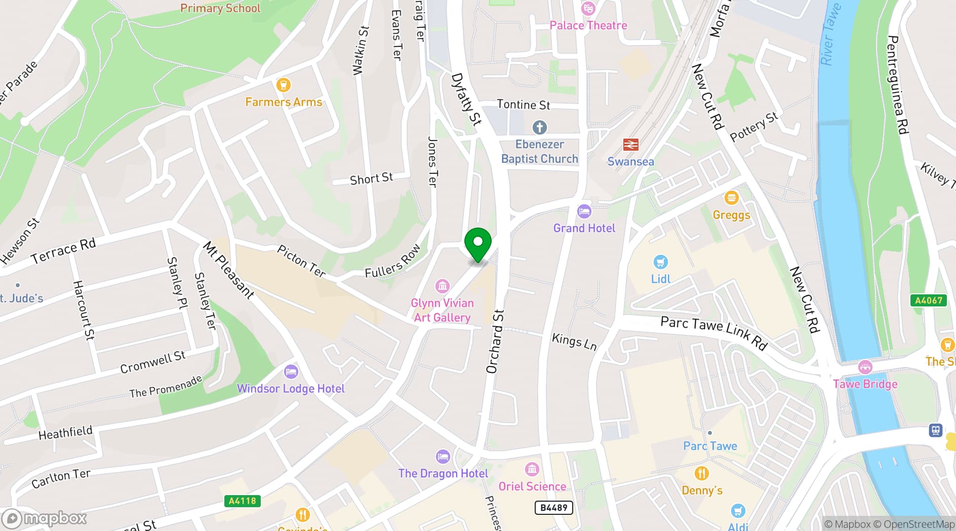 Map showing Glynn Vivian Art Gallery