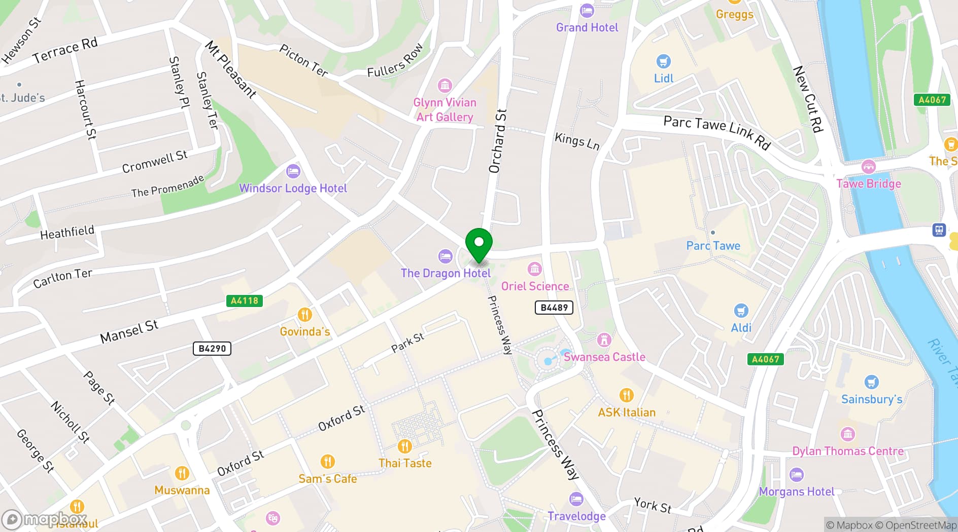 Map showing Swansea Indoor Market