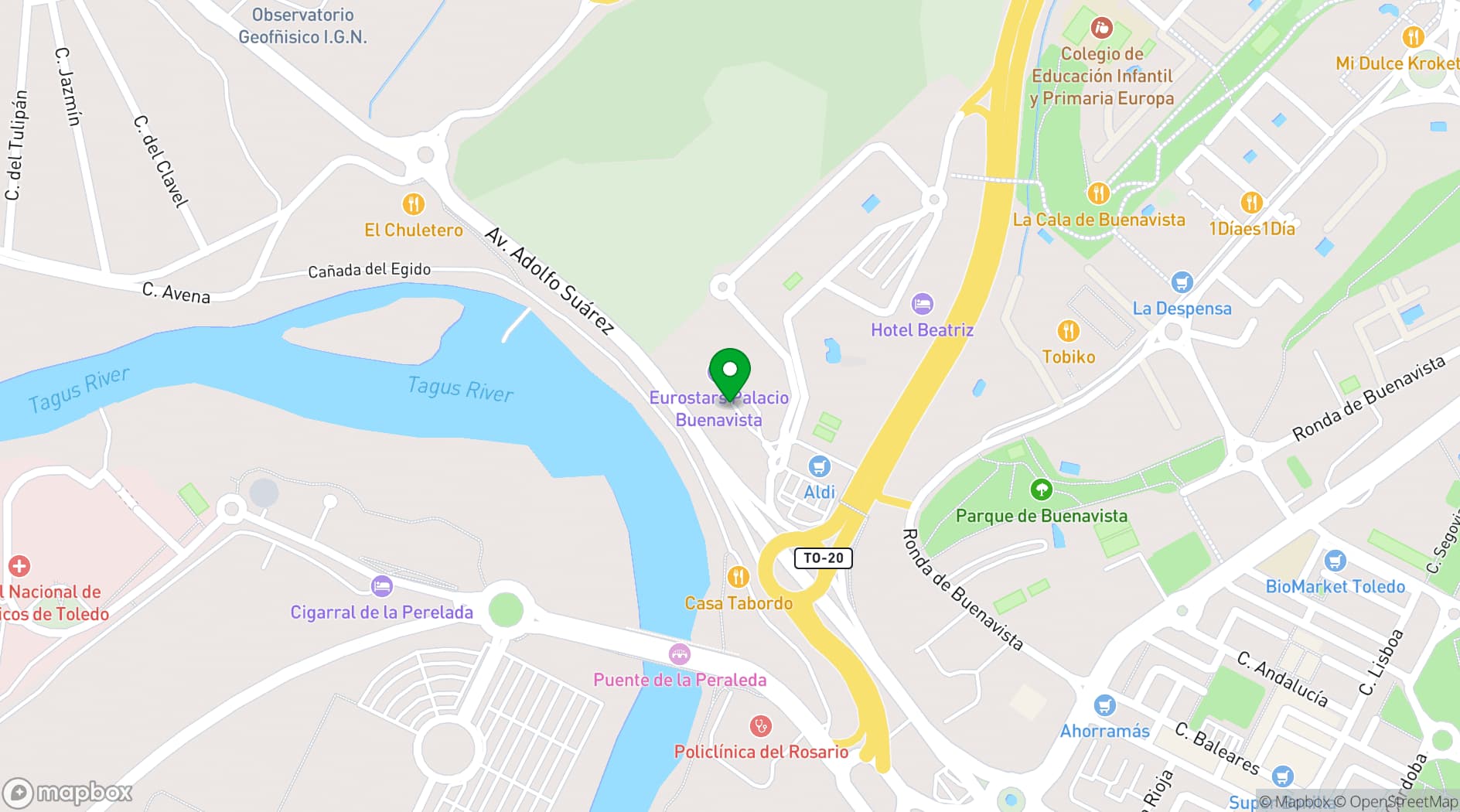 Map showing Eurostars Palacio Buenavista