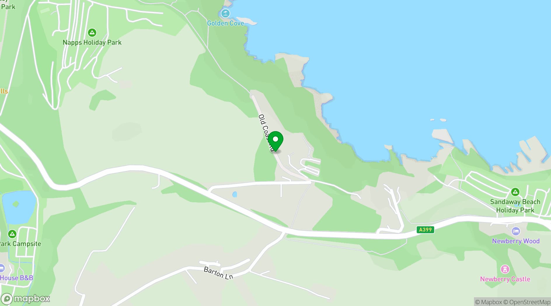 Map showing The Sandy Cove Hotel