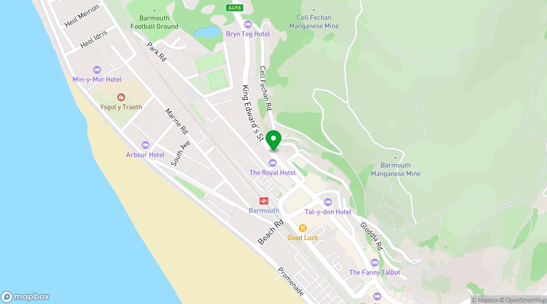 Map showing Rose Hill Barmouth