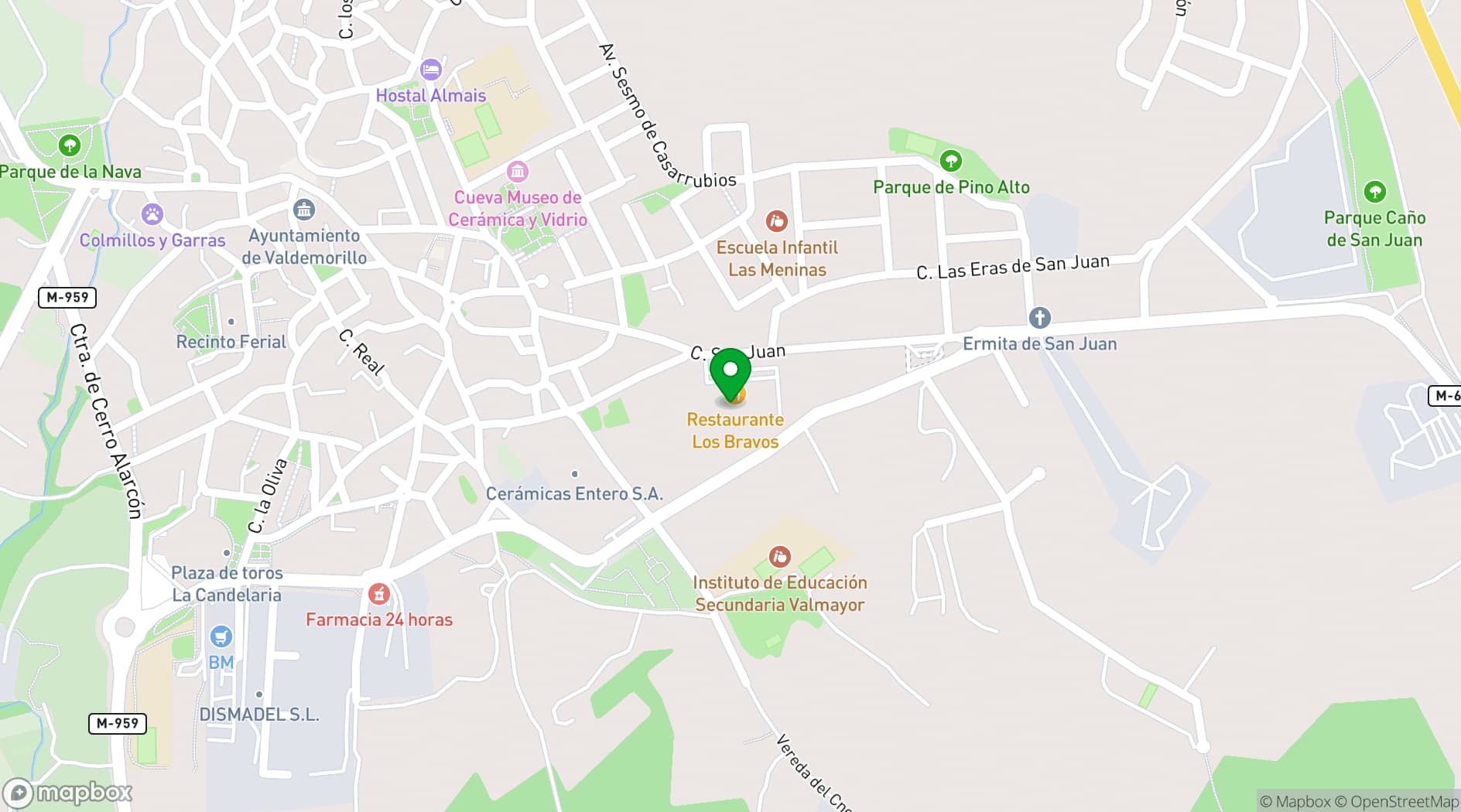 Map showing Fogón de la Casona