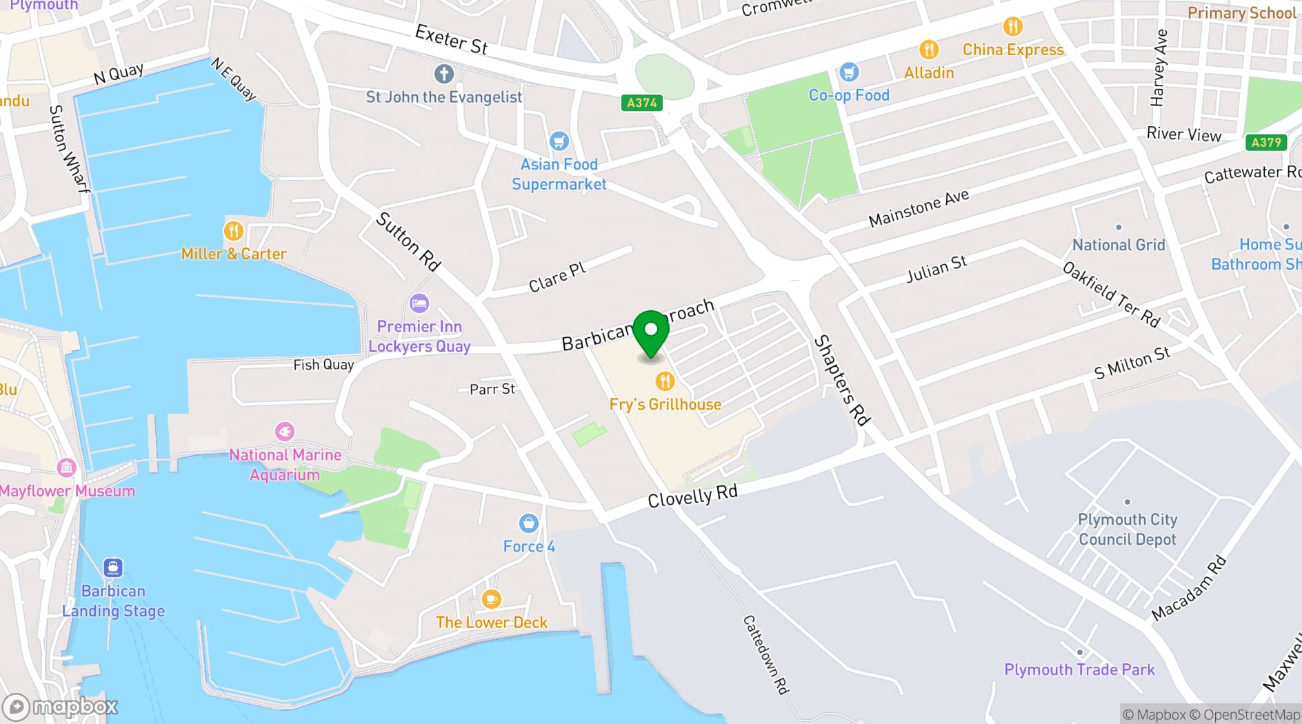 Map showing Boom Battle Bar Plymouth